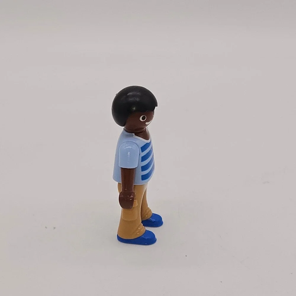 Playmobil 1.2.3 Male Figure Boy OS Blue Striped Shirt Tan Pants 2016 3406650 3